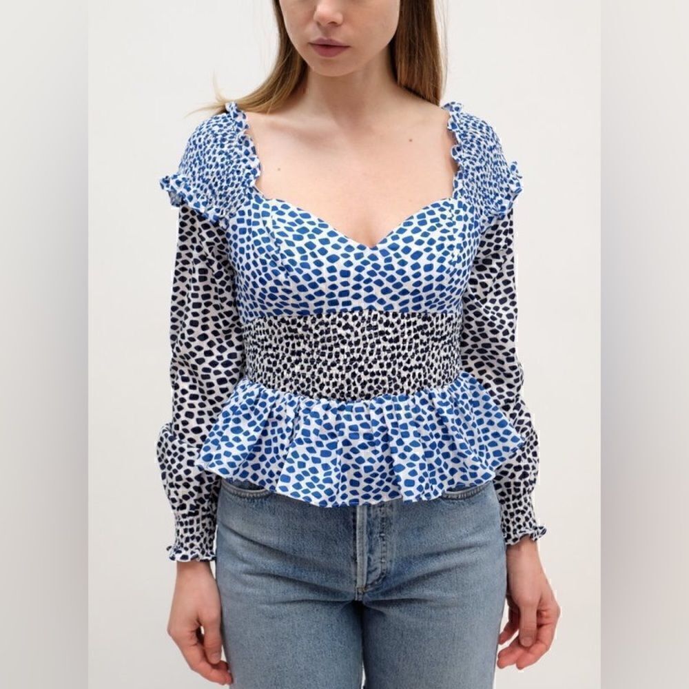 Foxiedox Tessie Blue Multi Spot Top